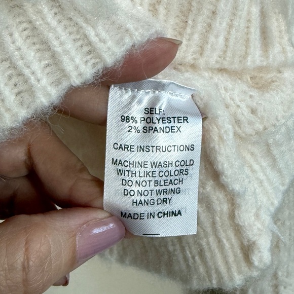 12th Tribe Lorie Beige Fringe Sweater Boho Oversized Crewneck Sweater Women’s M - Picture 7 of 12